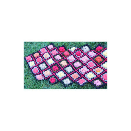 CROCHET "GRANNY SQUARE" 52 ROSES MULTICOLORES