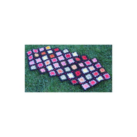 CROCHET "GRANNY SQUARE" 52 ROSES MULTICOLORES