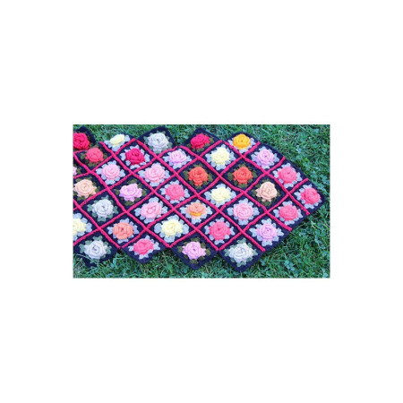CROCHET "GRANNY SQUARE" 52 ROSES MULTICOLORES