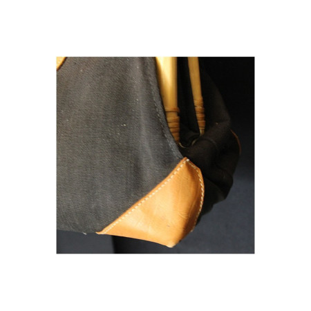 SAC 1980 TOILE CUIR ET OSIER