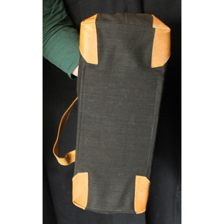 SAC 1980 TOILE CUIR ET OSIER