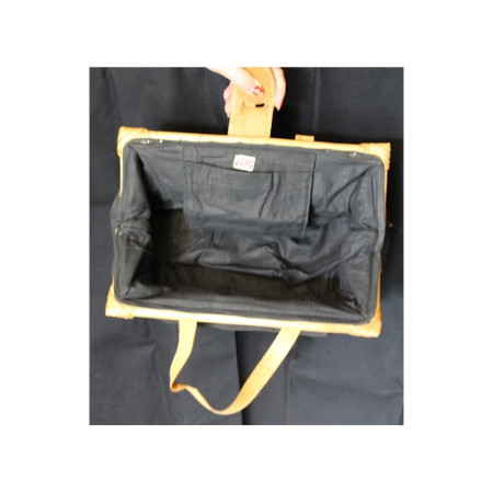 SAC 1980 TOILE CUIR ET OSIER