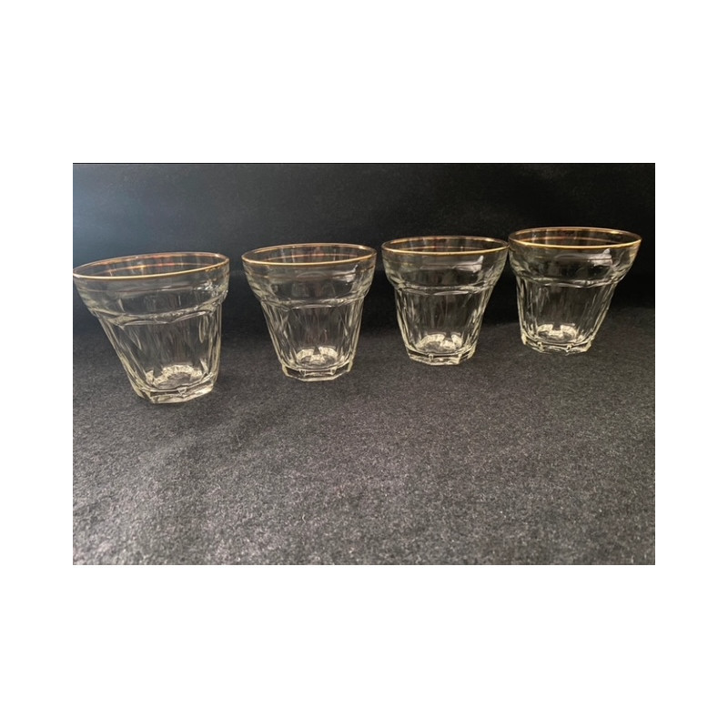 4 verres a eau vintage 1950 - dorure et forme "diamant"