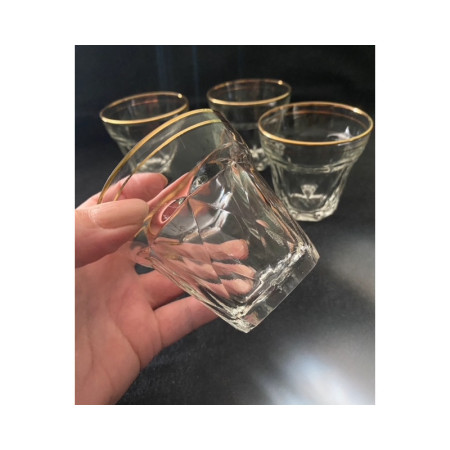 4 verres a eau vintage 1950 - dorure et forme "diamant"