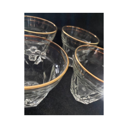 4 verres a eau vintage 1950 - dorure et forme "diamant"