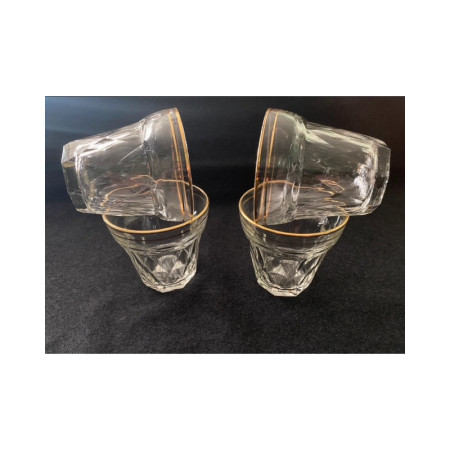 4 verres a eau vintage 1950 - dorure et forme "diamant"