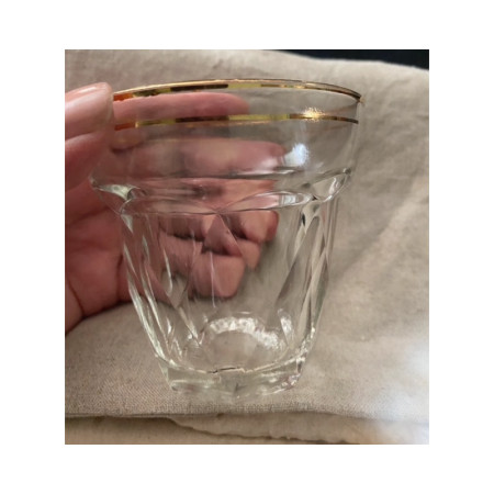4 verres a eau vintage 1950 - dorure et forme "diamant"