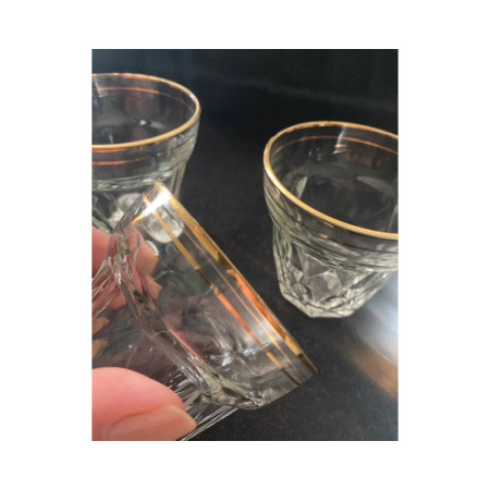 4 verres a eau vintage 1950 - dorure et forme "diamant"