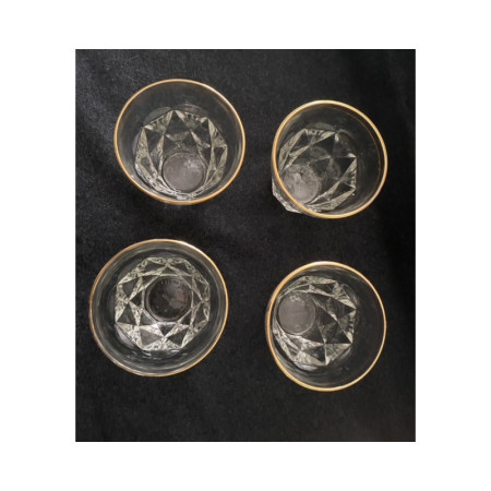 4 verres a eau vintage 1950 - dorure et forme "diamant"