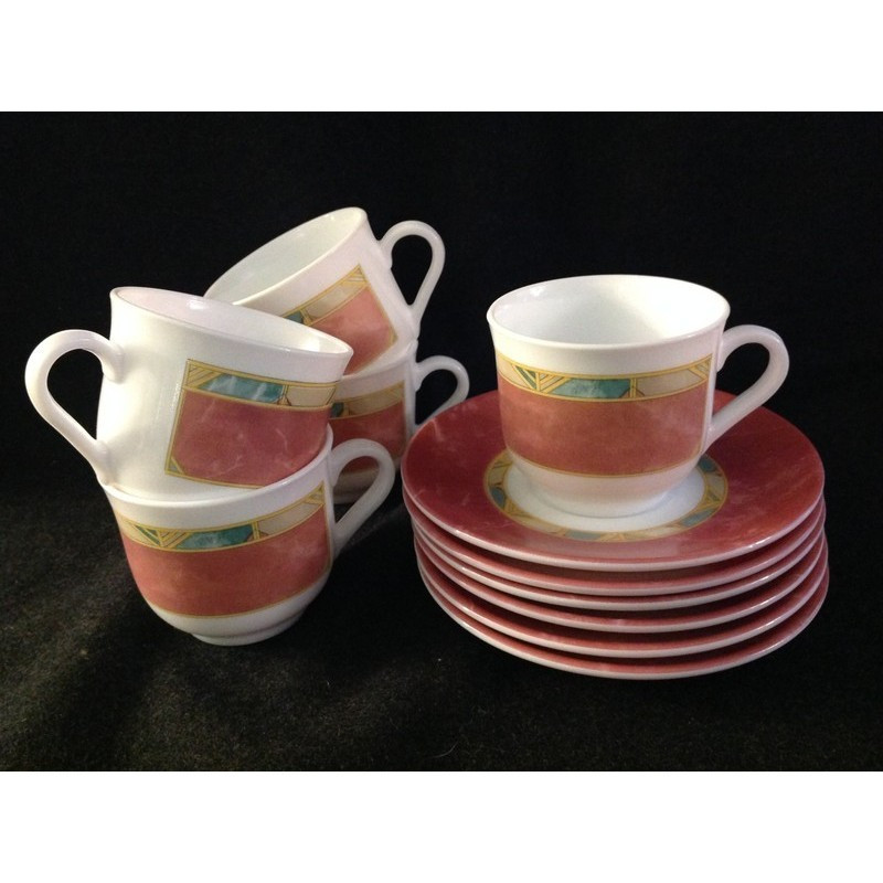 5 TASSES Duralex ?? "MARBRÉ ROSE"