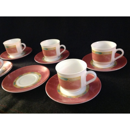 5 TASSES Duralex ?? "MARBRÉ ROSE"
