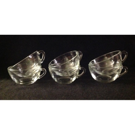 6 TASSES TRANSPARENTES DURALEX 1970