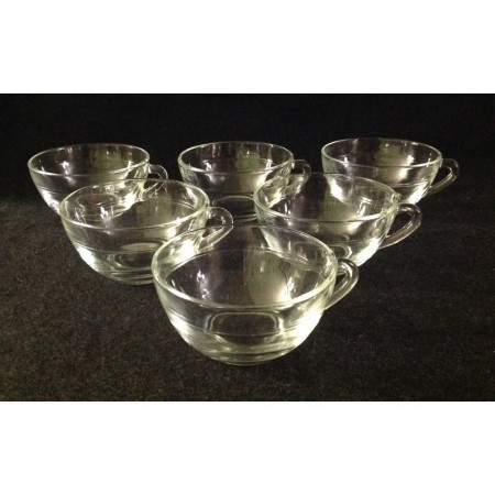 6 TASSES TRANSPARENTES DURALEX 1970