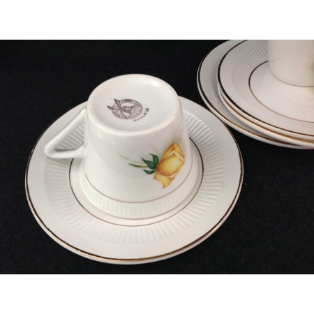 6 TASSES/SOUS-TASSES "ROSE JAUNE"
