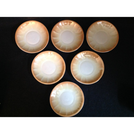 6 tasses/sous-tasses à café "corail nacré"