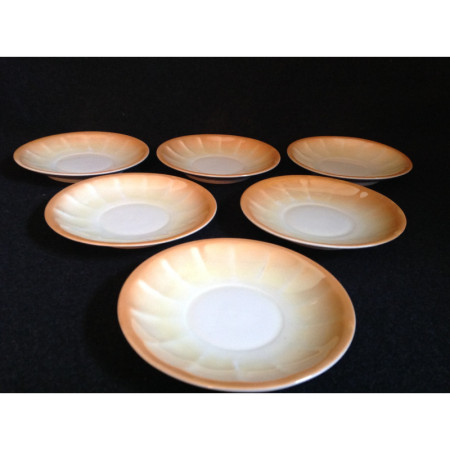 6 tasses/sous-tasses à café "corail nacré"