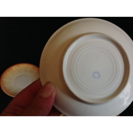 6 tasses/sous-tasses à café "corail nacré"