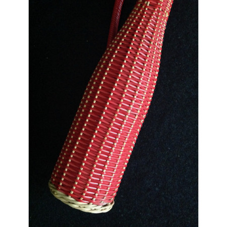 Bouteille Scoubidou osier et rouge 1950 - 1960