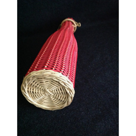 Bouteille Scoubidou osier et rouge 1950 - 1960