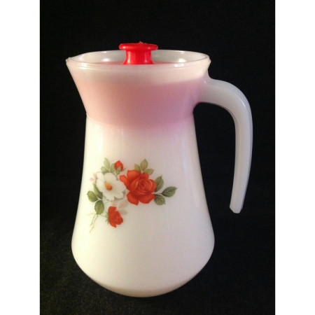 BROC À CAFÉ CAFETIÈRE ROSES - 1980