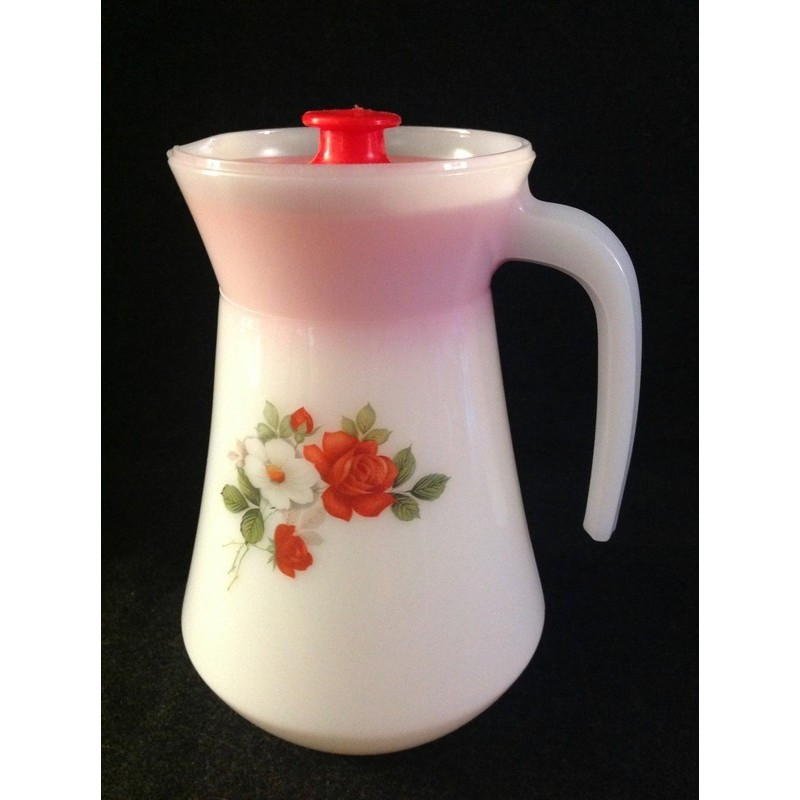 BROC À CAFÉ CAFETIÈRE ROSES - 1980