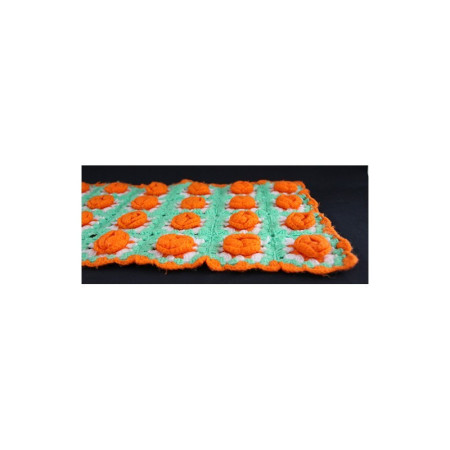 GRANNY SQUARE NAPPERON 24 ROSES ORANGES - 1970