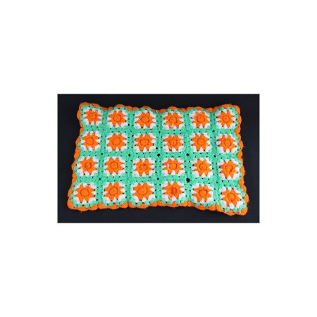 GRANNY SQUARE NAPPERON 24 ROSES ORANGES - 1970