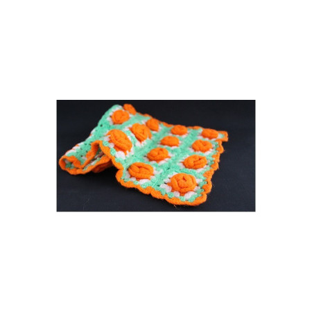 GRANNY SQUARE NAPPERON 24 ROSES ORANGES - 1970