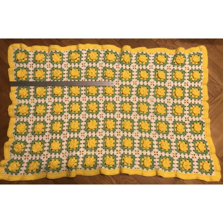 mini-plaid "Granny square" 77 roses jaune