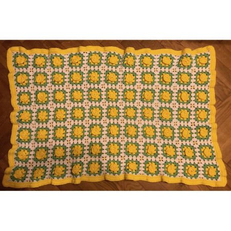 mini-plaid "Granny square" 77 roses jaune