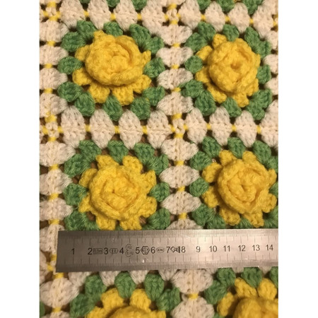 mini-plaid "Granny square" 77 roses jaune