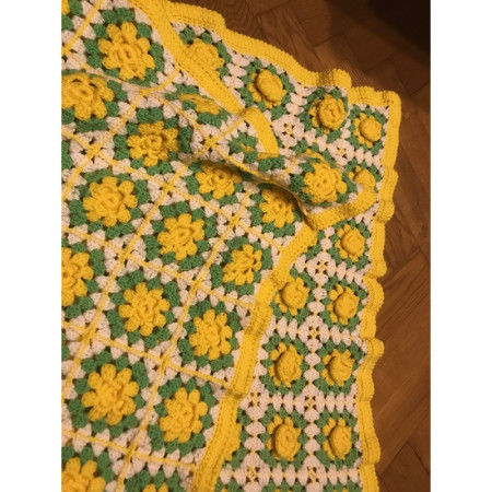 mini-plaid "Granny square" 77 roses jaune