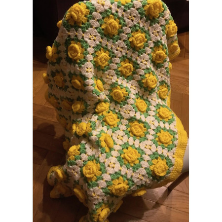 mini-plaid "Granny square" 77 roses jaune