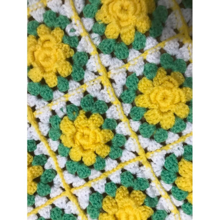 mini-plaid "Granny square" 77 roses jaune