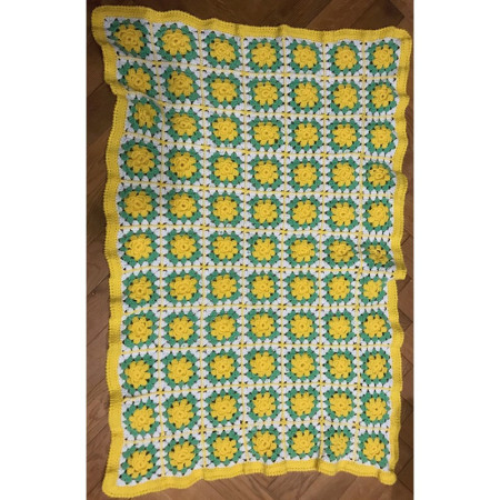 mini-plaid "Granny square" 77 roses jaune