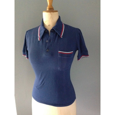 POLO TENNIS BLEU MARINE "col pelle à tarte"