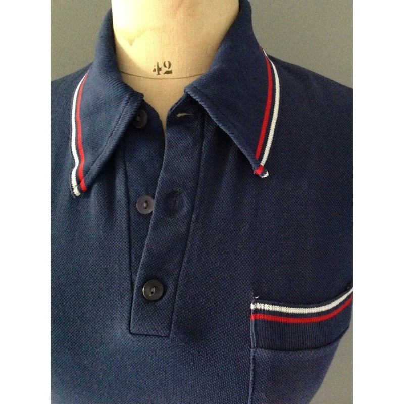 POLO TENNIS BLEU MARINE "col pelle à tarte"