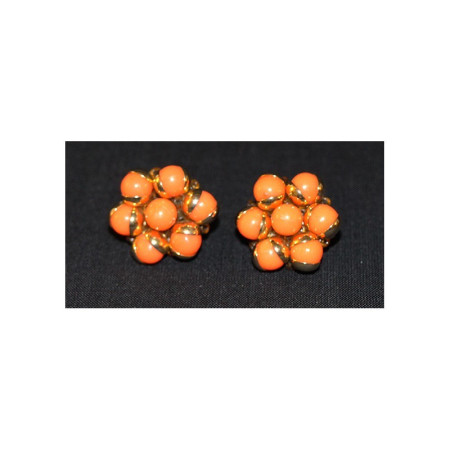 BOUCLES D'OREILLES CLIP CORAIL ET DORÉ VINTAGE