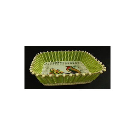 CORBEILLE TRESSÉE PLASTONA SCOUBIDOU MOTIF OISEAU