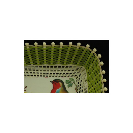 CORBEILLE TRESSÉE PLASTONA SCOUBIDOU MOTIF OISEAU