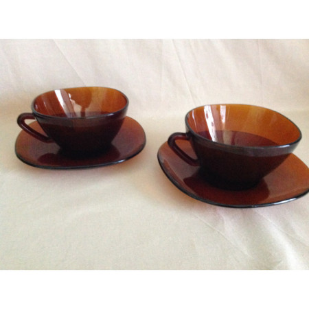 Duo "Chocolat" tasses et sous-tasses - Vereco marron