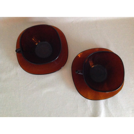 Duo "Chocolat" tasses et sous-tasses - Vereco marron