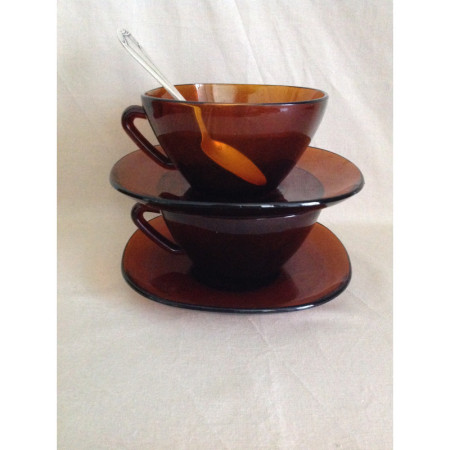 Duo "Chocolat" tasses et sous-tasses - Vereco marron