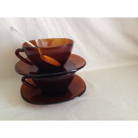 Duo "Chocolat" tasses et sous-tasses - Vereco marron