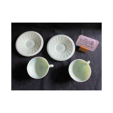 Duo "Dulcine" tasses et sous-tasses café Arcopal - 1950-60