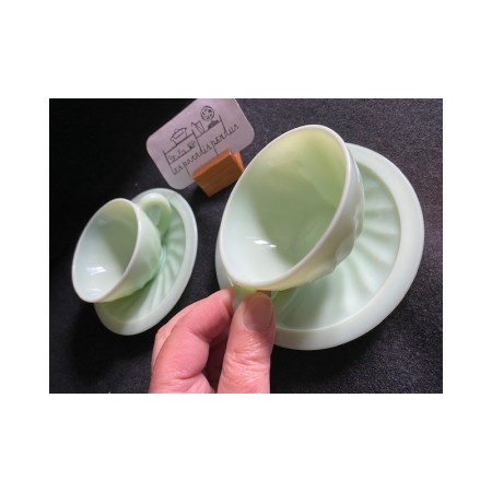 Duo "Dulcine" tasses et sous-tasses café Arcopal - 1950-60