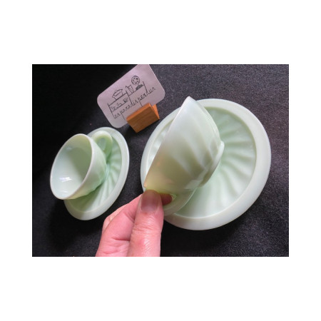 Duo "Dulcine" tasses et sous-tasses café Arcopal - 1950-60
