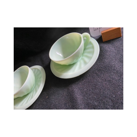 Duo "Dulcine" tasses et sous-tasses café Arcopal - 1950-60