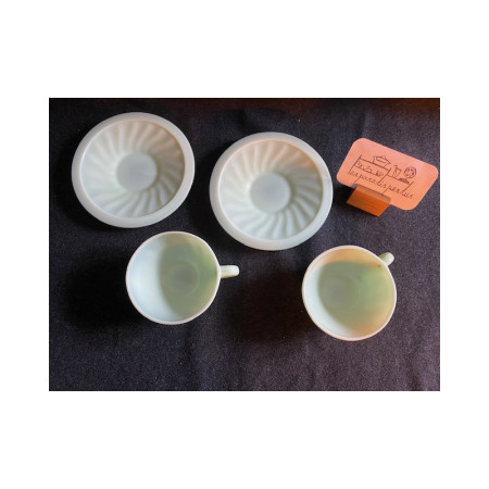 Duo "Dulcine" tasses et sous-tasses café Arcopal - 1950-60