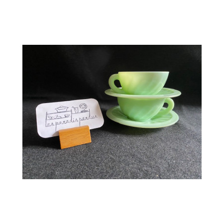 Duo "Dulcine" tasses et sous-tasses café Arcopal - 1950-60